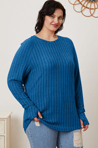 Ribbed Thumbhole Sleeve T-Shirt