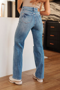 JUDY BLUE Bree High Rise Control Top Distressed Straight Jeans