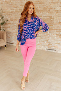 Lizzy Top in Blue Zebra