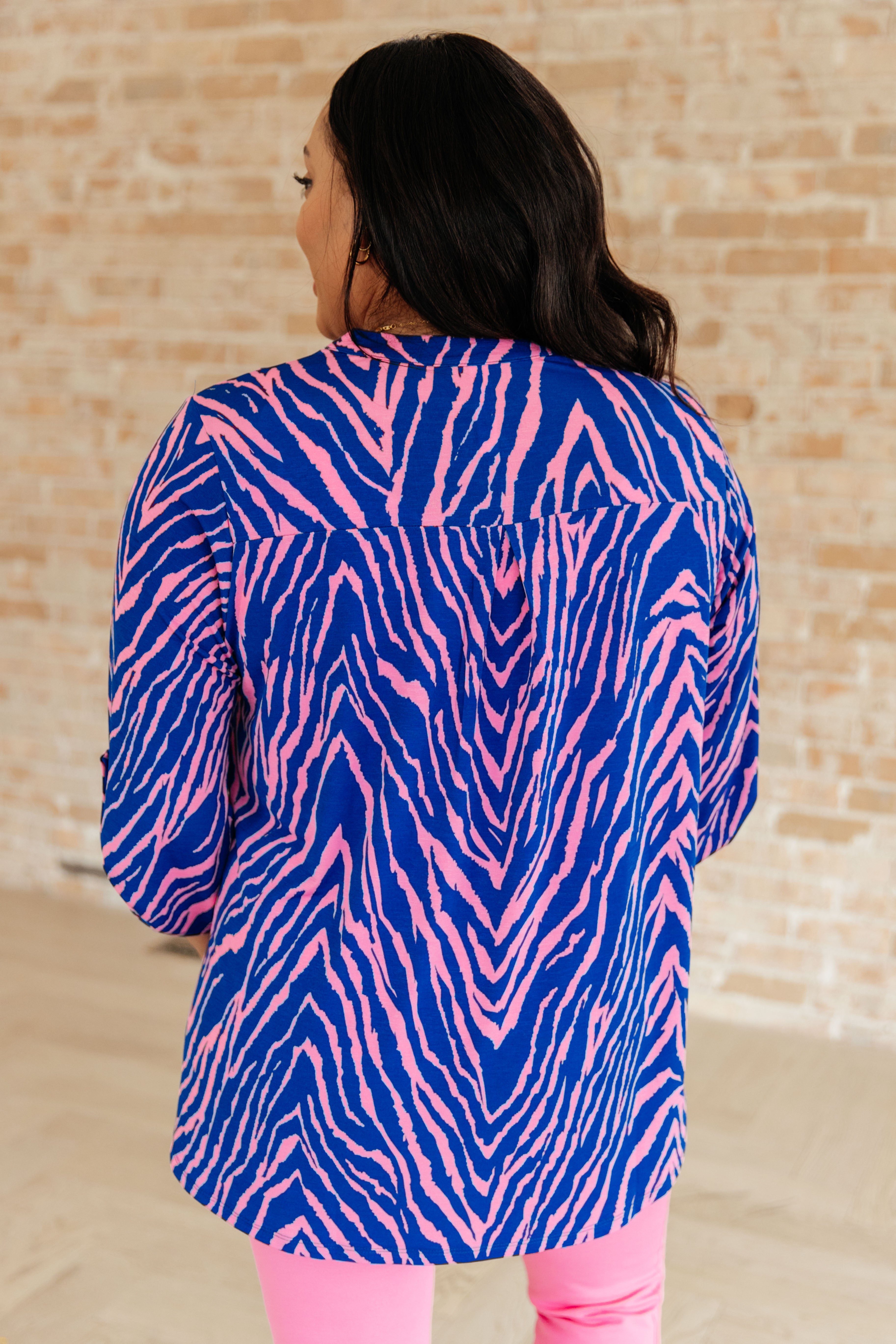 Lizzy Top in Blue Zebra