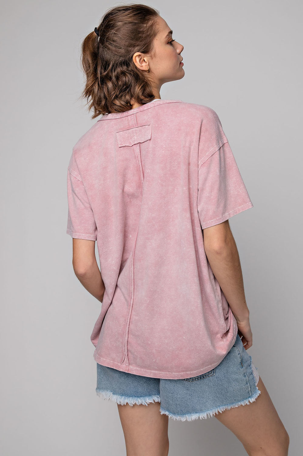 Mineral wash keyhole shirt by RaeMode