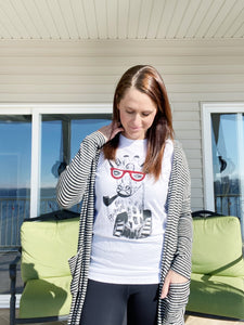 Black & Gray striped hooded cardigan