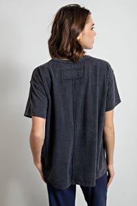 Mineral wash keyhole shirt by RaeMode