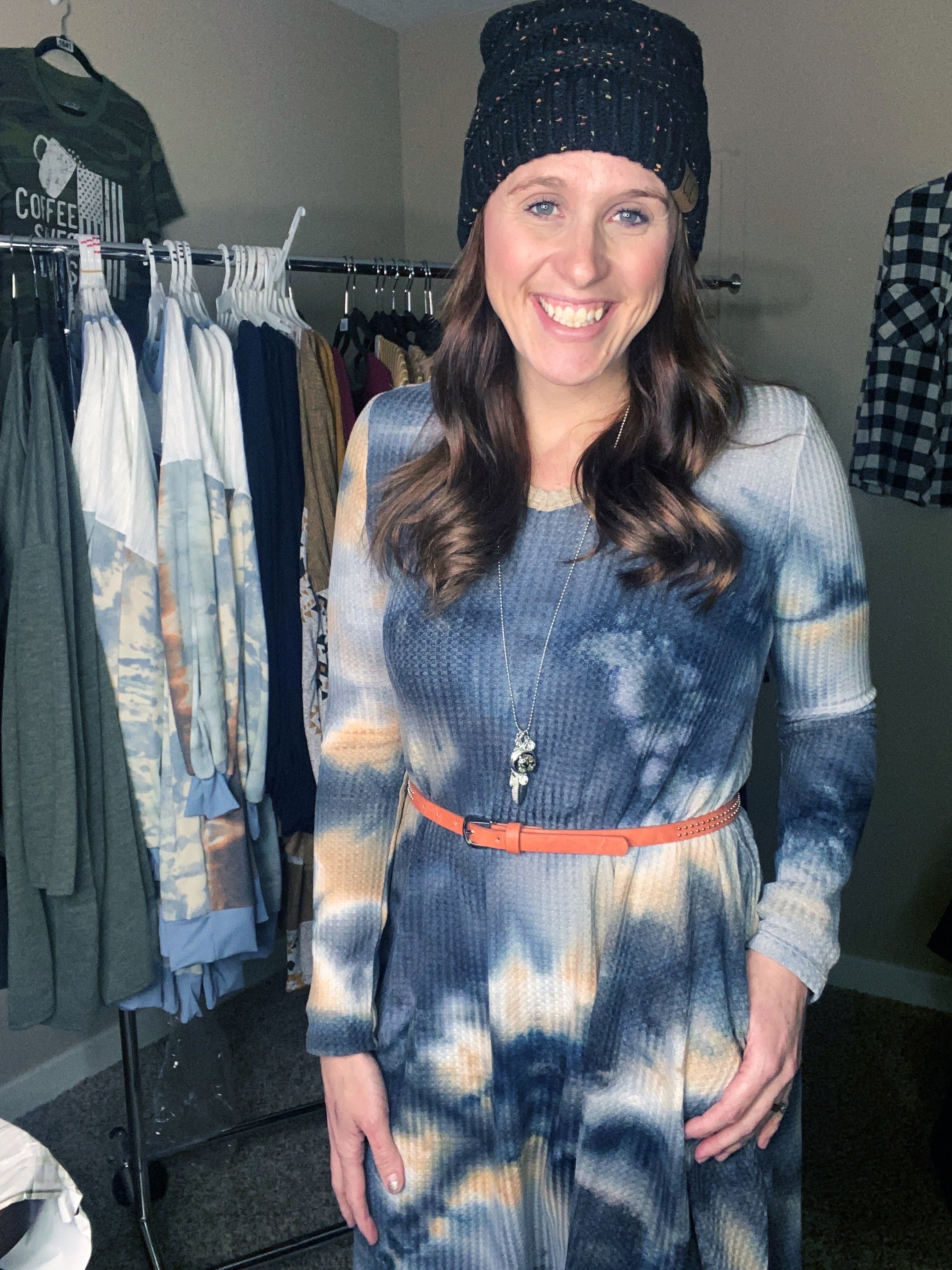 Tie dye Waffle Swing Dress